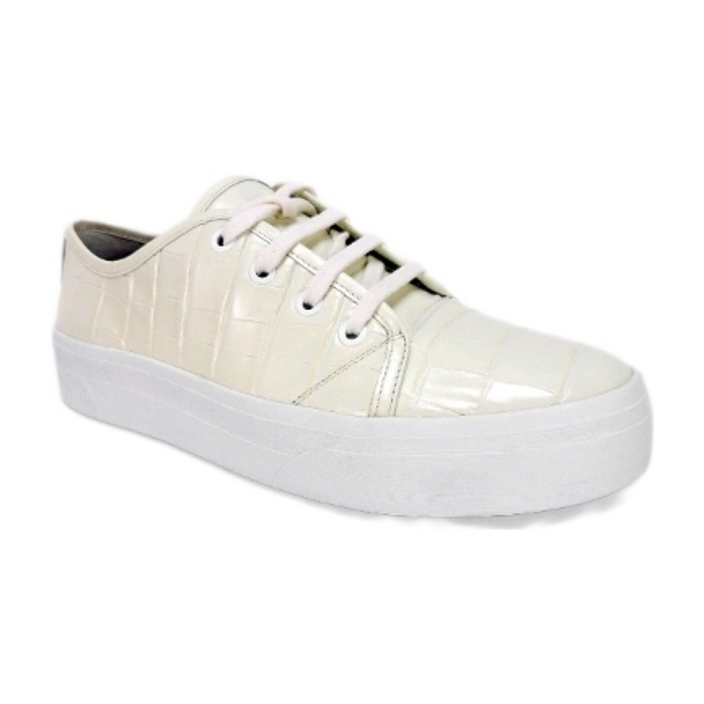 Via Spiga Ivory Croc Platform Sneakers NWOT